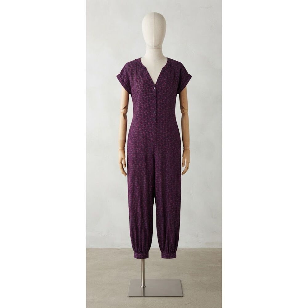 Anthropologie Maeve Karsten Geometric Harem Jumpsuit Purple Pink Size Medium